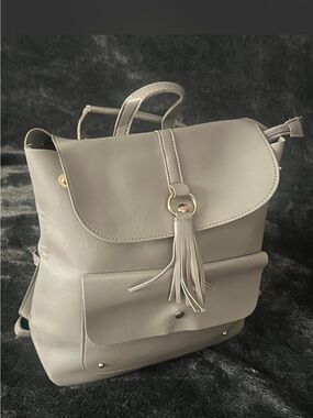 Neutral Gray Tassel Backpack Purse - Women Bags